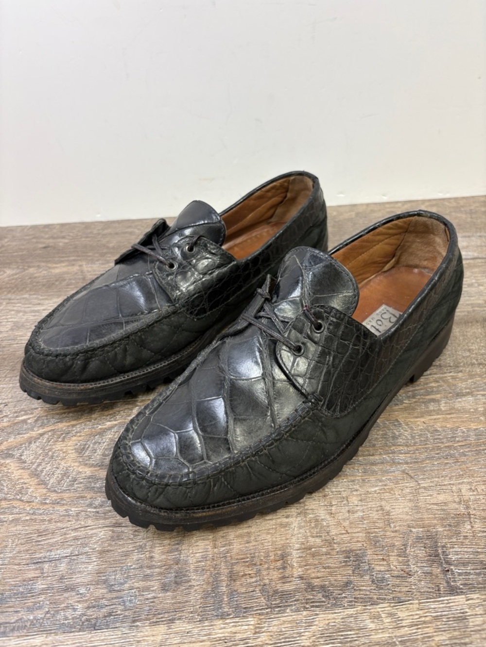 Bottino Italian Alligator Leather Lug Sole Shoes – Made in Italy Men’s ~10